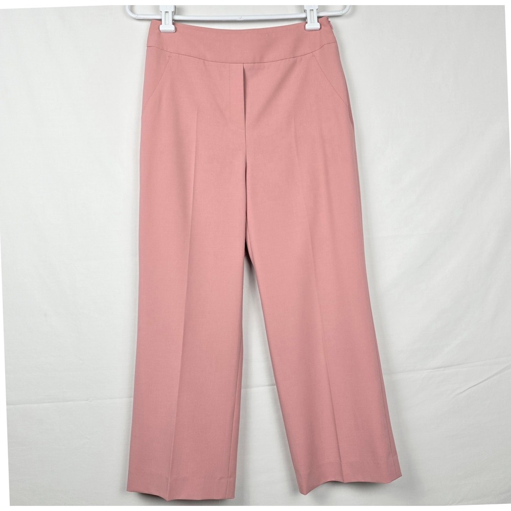M.FFIN Korea Dusty Rose Pink Wide Leg Trousers High Waist‎ Side Zip Pants Size 8